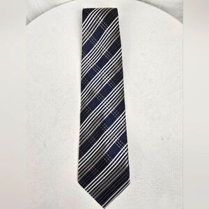 Giorgio Bissoni Elegant Striped Navy and Silver 58' Tie